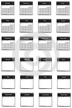 Two styles of silhouette calender icon collection