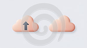 Two stylized cloud icons on a light gray background. The cloud on the left features a