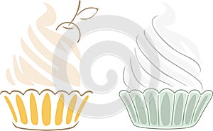 Two stylized cupcakes. Icons for design