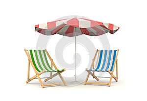 Two sun bed and parasols