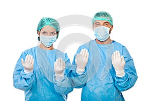 Two surgeons ready for surgery