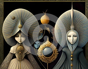 Two surreal ladies - AI generated artwork photo