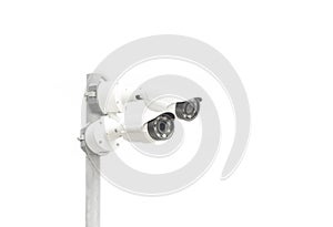 Two surveillance camera isolated on white background