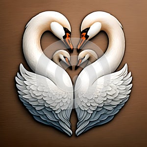 Two swans making a heart shape with their necks.