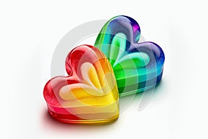 Two sweet hearts in rainbow colors