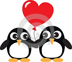 Two sweet penguins in love