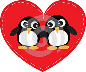 Two sweet penguins in love