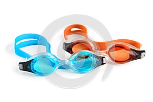 Two Swimming Goggles on White