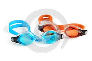 Dos nadar gafas de proteccion en blanco 