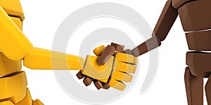 Two symbolic hand make an agreement