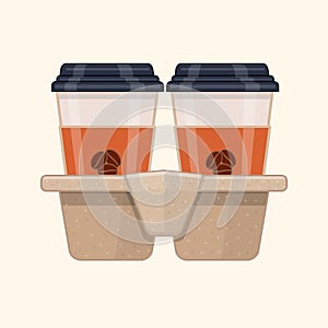 Two take-out coffee in holder