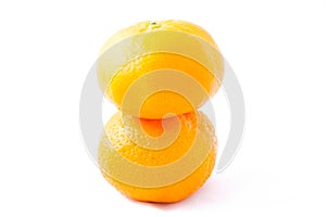 Two Tangerine (Mandarin) Tower on White Background