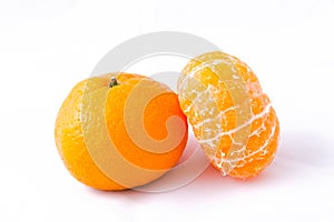Two Tangerine (Mandarin) on White Background