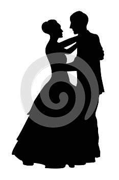 two tango couple silhouettes isolate