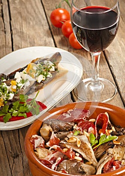 Two tapas with oyster mushrooms photo