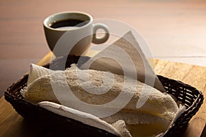 Two tapioca and a cup of coffee.