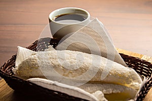 Two tapioca and a cup of coffee.