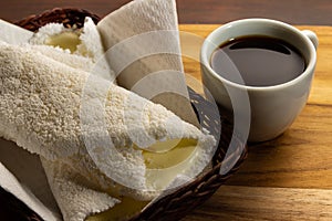 Two tapioca and a cup of coffee.