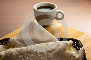 Two tapioca and a cup of coffee.