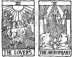 Two Tarot Cards outline v.7