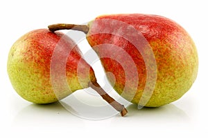 Two Tasty Ripe Pears Isolated on White