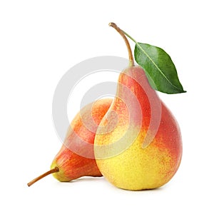 Two tasty ripe pears isolated on white