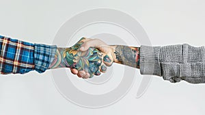 The tattooed handshake. AI generated