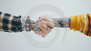 The tattooed handshake. AI generated