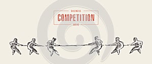 Two teams rope competition contest concept vector