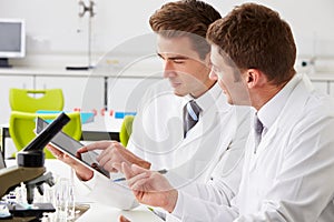 Two Technicians Working In Laboratory