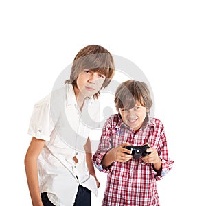 Two boys playing computer games