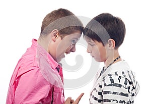 Two teenage boys arguing and screaming