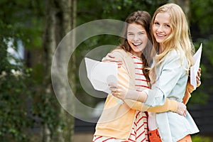 Two Teenage Girls Celebrating Successful Exam Results