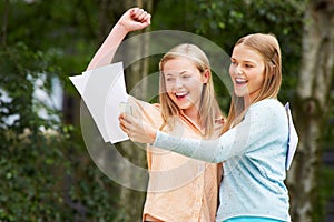 Two Teenage Girls Celebrating Successful Exam Results