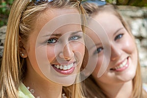Two Teenage Girls Teen Female Friends Outside smiling