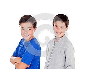 Two teenager boys looking at camera