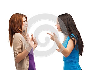 Two teenagers having a fight