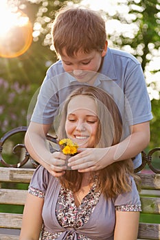 Two teenages outdoors