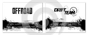 Two template posters tire tracks with grunge effect