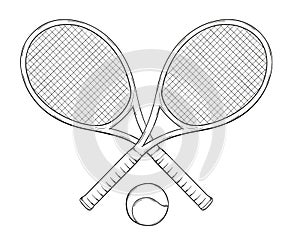 Two tenis rackets and ball