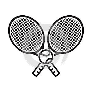 Two tennis rackets with tennis ball. Vector illustration decorative design