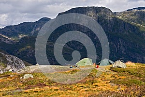Two tents in the mountains