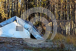 Two tents set up at a hunting camp