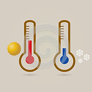 Two thermometers, high and low temperature.