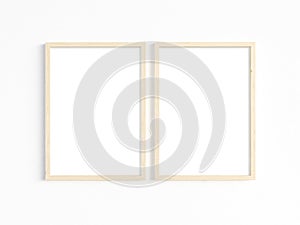 Two thin A4 wooden frames with portrait orientation. 3D illustration