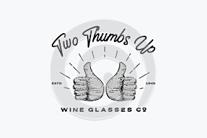 Two thumbs up badge vector logo