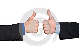 Two thumbs up hand sign