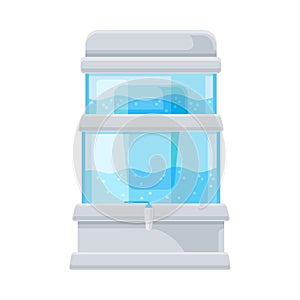 Two-tier Water Tank With Filter System Flat Vector Illustration