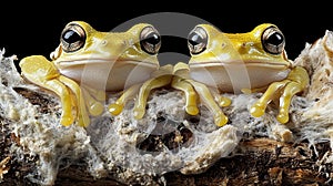 Two tiny frogs face-to-face