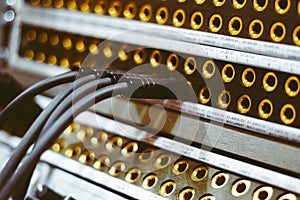 sockets for the audio cables in the equipment rack